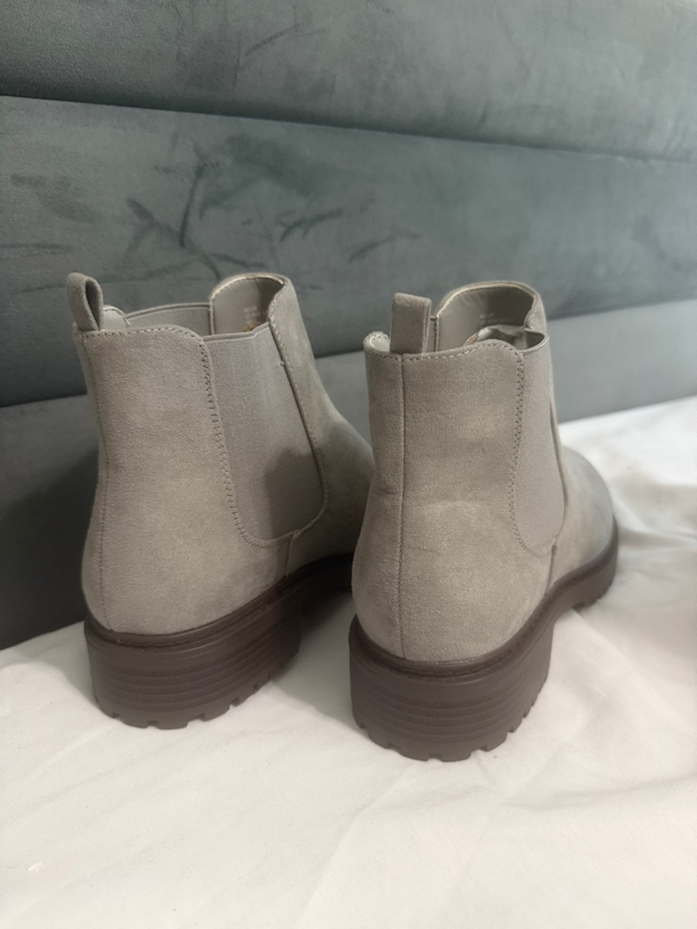 Taupe Suede Chelsea Ankle Boots with Lug Sole